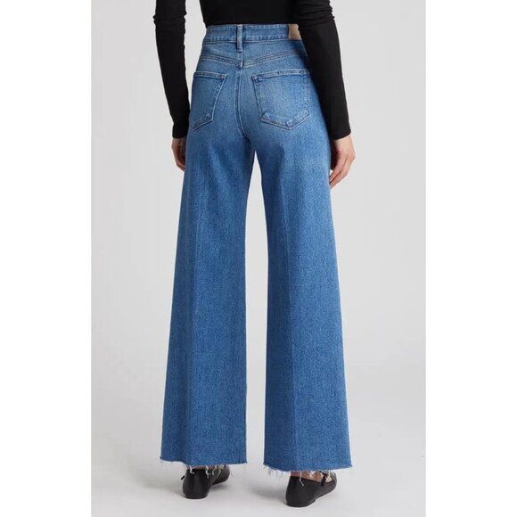 PAIGE Women's High Waist Raw Hem Wide Leg Jeans Size 28 In Mesmerize - Picture 2 of 12